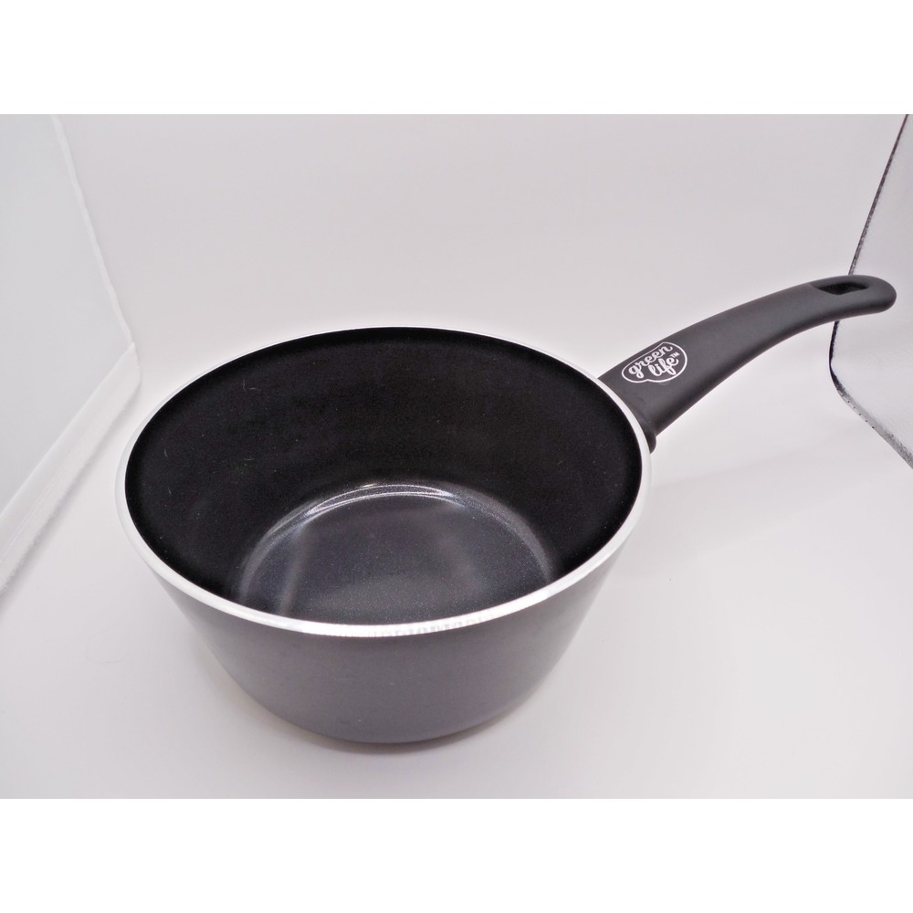 Green Life 6.25 Inch Black Ceramic Non-Stick Sauce Pan Soft Grip Handle